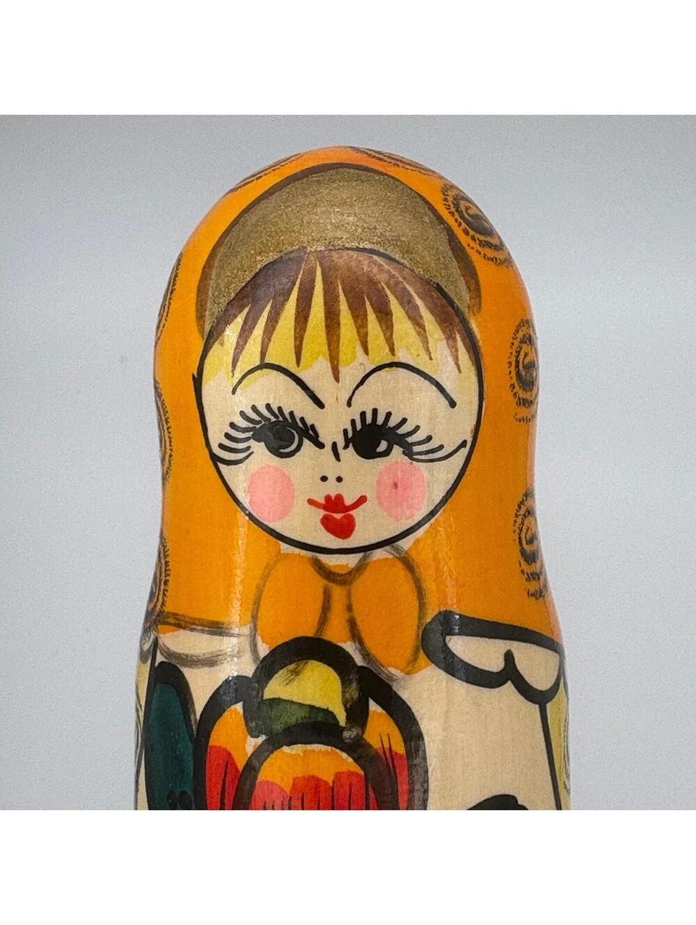 Vintage Hand-Painted Russian Matryoshka Nesting Dolls Set of 2